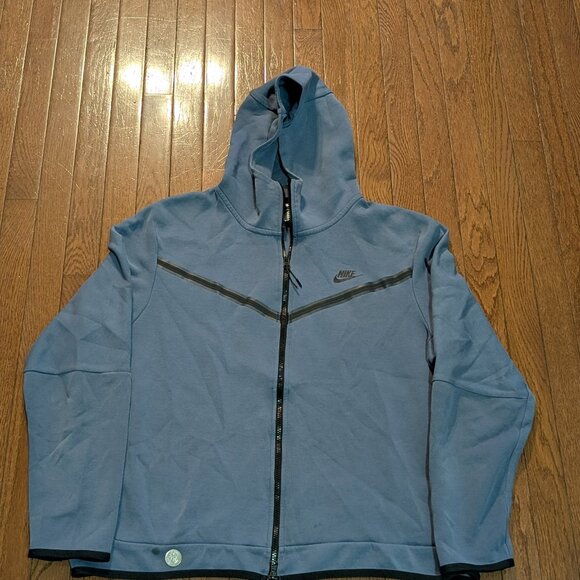 Nike Blue Grey Hooded Tech Fleece - Size XL - Picture 1 of 4